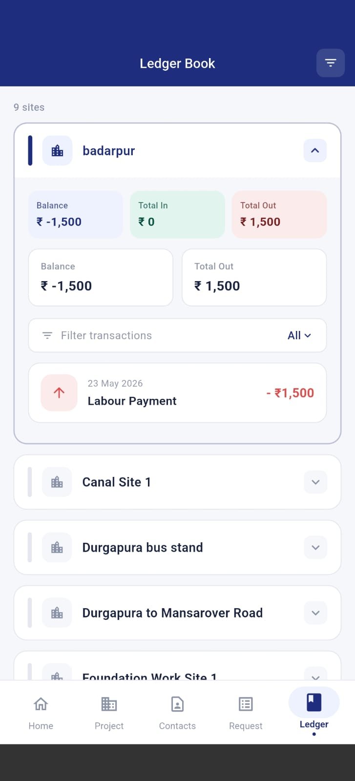Konstrux site ledger